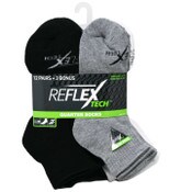 Wholesale - 15pk REFLEX BLK/WHT/GRY MEN CUSHION QTR SOCKS SIZE 10-13, UPC: 194587535403